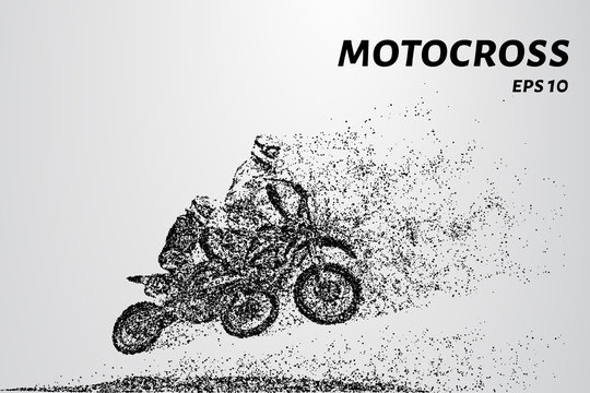 Motocross race of two athletes. Vector illustration of Motorsport