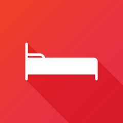Bed vector icon. Motel or hotel sign. Sleeping person relax symbol