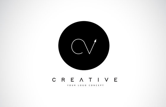 CV C V Logo Design with Black and White Creative Text Letter Vector.