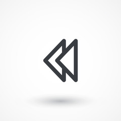 Backward button sign line vector icon. UI control Backward button