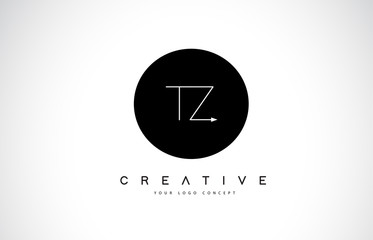 TZ T Z Logo Design with Black and White Creative Text Letter Vector.