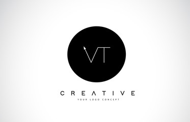 VT V T Logo Design with Black and White Creative Text Letter Vector.