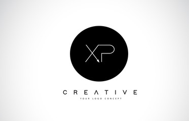 XP X P Logo Design with Black and White Creative Text Letter Vector.