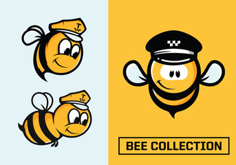 Modern professional vector set emblems bee in yellow theme