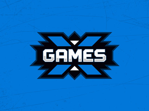 Modern professional vector emblem extreme games in blue theme