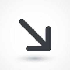Arrow bottom right sign line vector icon. Direction sign