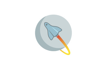 Creative Blue Rocket Planet Logo Design Illustration