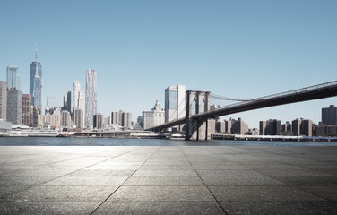 empty street with modern city new york as background