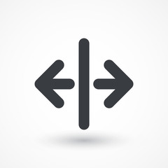 Arrows split vertical sign line vector icon. Direction sign