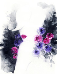 beautiful woman. fashion illustration. watercolor painting