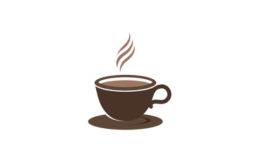 Creative Brown Coffee Cup Mug Logo Design Illustration