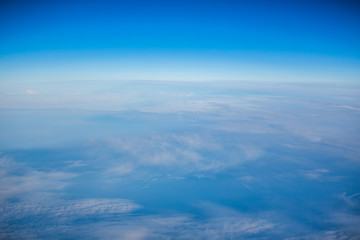 Flying above the clouds. view from the airplane