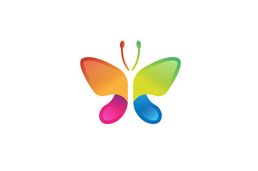 Creative Colorful Abstract Simple Butterfly Logo Design Illustration