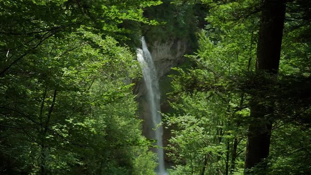waterfall in switzerland leuenfall in the swiss alps suise alps alpine