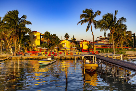Belize. Sunrise at Caye Caulker Island