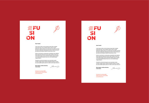Letterhead Layout Set with Red Accents