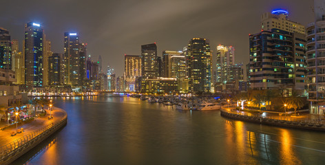Fototapeta na wymiar Dubai - The nightly panorama of Marina.