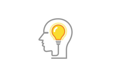 Brain Lamp Idea Human Head Logo Design Illustration