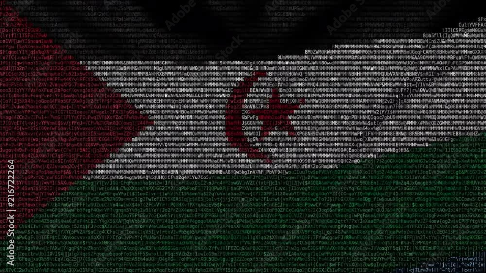 Aufkleber waving flag of sahrawi arab democratic republic made of text symbols on a computer screen. conceptua