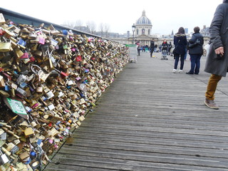 people in pont des arts - paris - france
