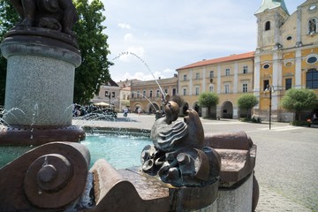 Fountain in the center of Zilina city. Slovakia