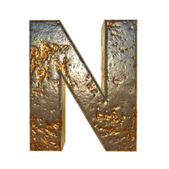 Rusted metal letter N
