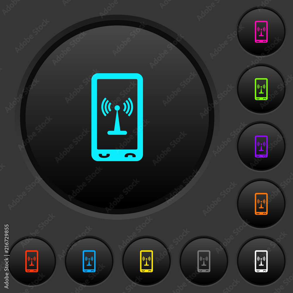 Poster mobile hotspot dark push buttons with color icons