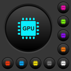 Graphics processing unit dark push buttons with color icons