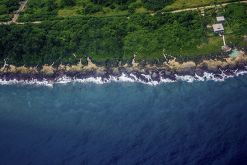 The shoreline of a tropical island.