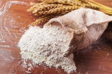 Wheat ears and flour