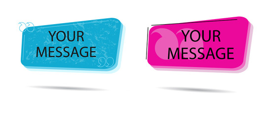 Vector set quotation template in quotes. Vector banner with frame and quotes.