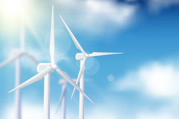 Vector realistic 3d illustration of wind turbine generator. Alternative eco energy technologies concept. © Alina Kryshtal