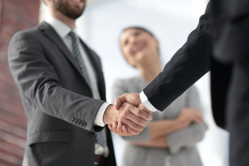 Fototapeta premium closeup of handshake of business partners