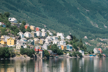 Fototapeta na wymiar Houses in Odda fjord, Norway