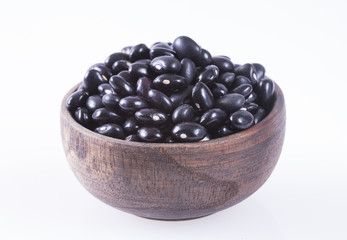 Raw black beans - White background