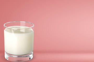 Glass of fresh milk on pink Background
