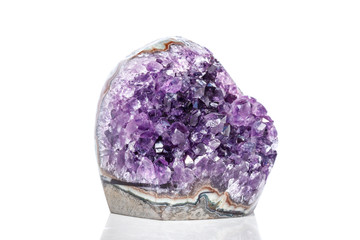 Amethyst Crystal Druse  macro mineral on white background