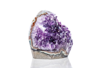 Amethyst Crystal Druse  macro mineral on white background