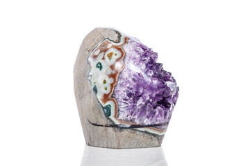 Amethyst Crystal Druse  macro mineral on white background