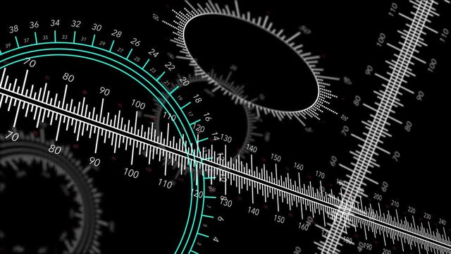 Animated circular and straight rulers move against a green gradient background.