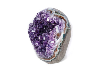 Amethyst Crystal Druse  macro mineral on white background