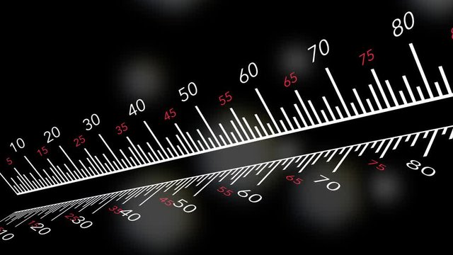 An animated straight ruler against bokeh background for use as a school, math or measurement theme.	