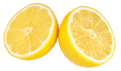 Sliced half of lemon isolated on the white background with clipping path.