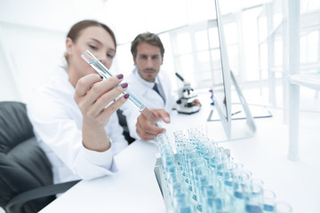 biological laboratory worker in the background