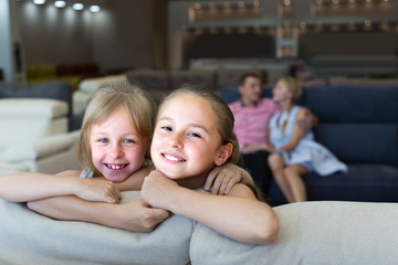 Children are satisfied of new sofa