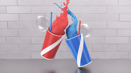 Two Frozen Drinks Collide on Concession Stand