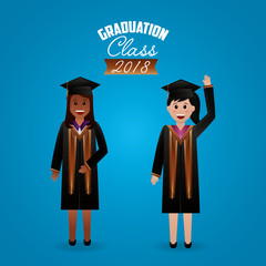 congratulations graduation sign ribbon students greeting smiling vector illustration