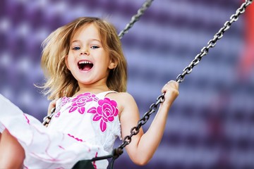 Little child blond girl having