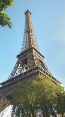 Paris, Ile-de-France / France - Apr 12 2017: Eiffel Tower view.