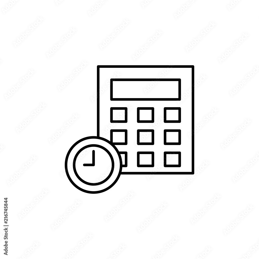 Poster time calculator icon. element of time value icon for mobile concept and web apps. thin line time cal